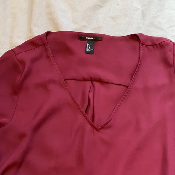 Maroon Forever 21 sheer blouse - Picture 2 of 2